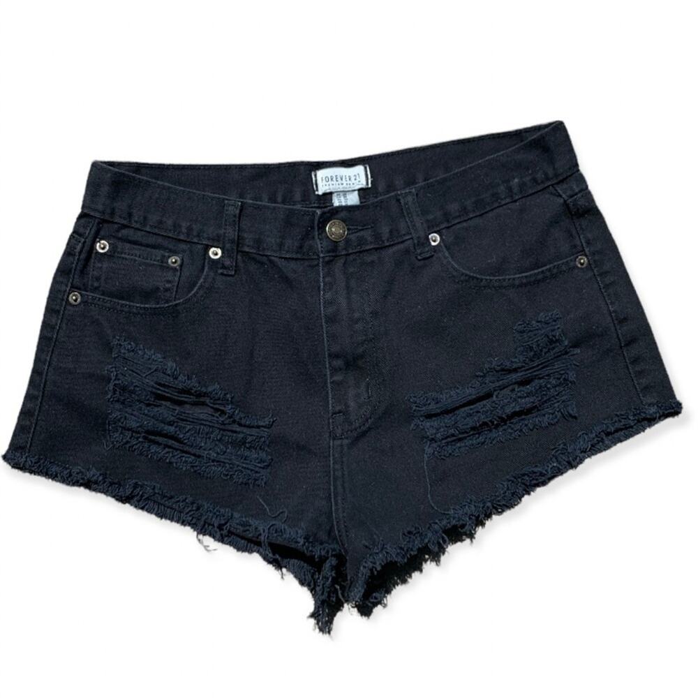 Forever 21 black distressed shorts size 28